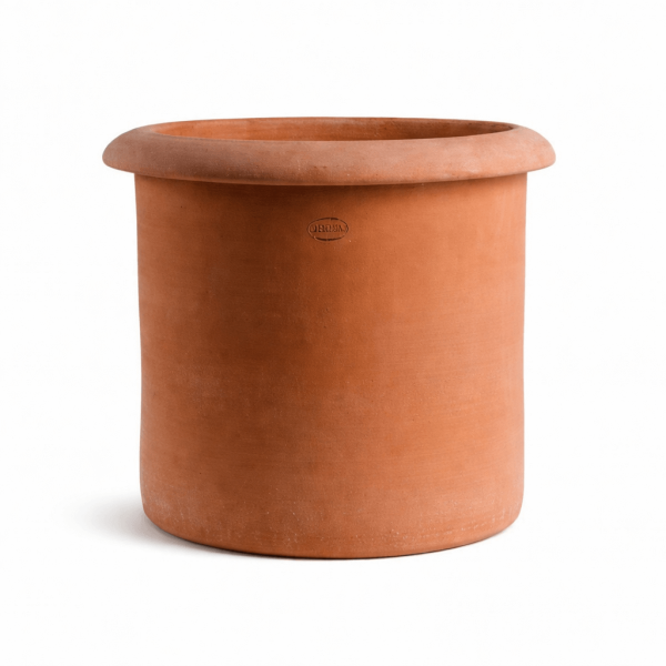 Klassischer großer Terracottacylinder mit Griffrand aus Impruneta - Vaso Enrico